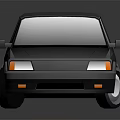 Small Modern Dark Gray Hatchback Car With Sleek Body And White Wheels On Reflective Surface