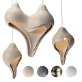 Modern Organic Shaped Chandeliers With Matte Beige Gray Finish And Metallic Accents For Interior Decor
