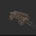 Rustic Wooden Carriage With Four Wheels And Open Cargo Cart Body