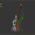 Game Fantasy Character Wearing Pointed Hat Ornate Outfit Holding Red Long Stringed Instrument