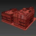 Detached Villa With Red Brick Exterior Green Roof And Gray Facade Design