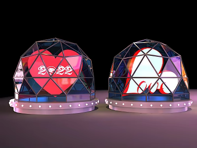 Modern Meichen Red Heart Glass Cover 3d model