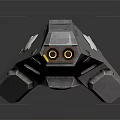 Futuristic Sci Fi Spaceship 3D Model With Gray Hull Yellow Thruster And Circular Modules 3d model