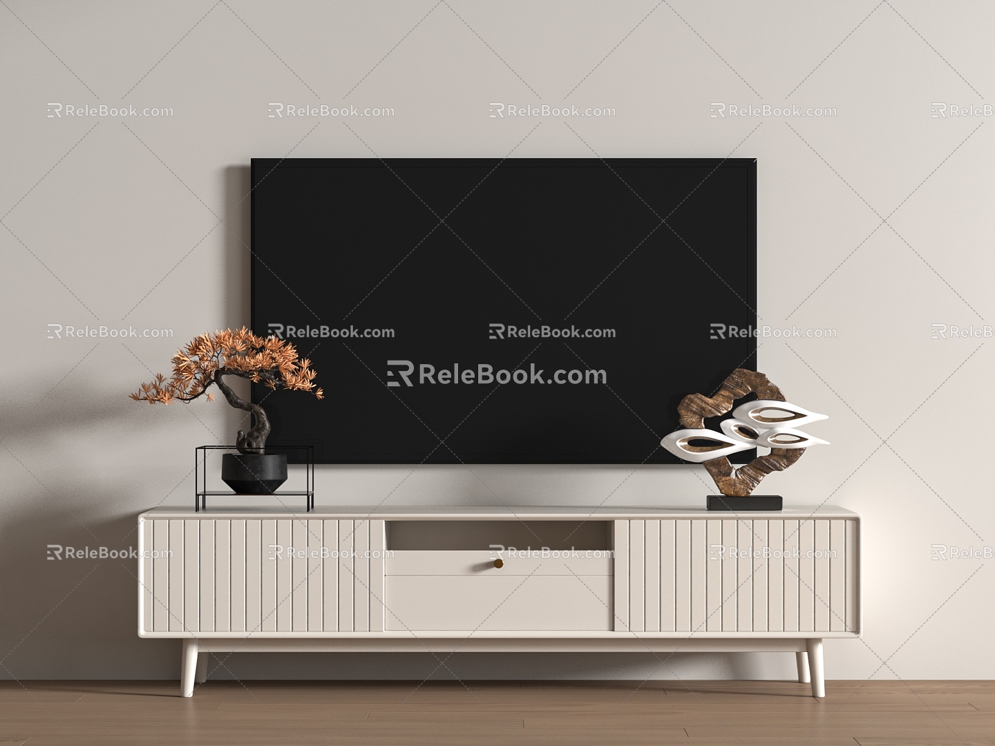 Modern TV Cabinet Floor Cabinet Wood 3d model