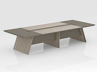 Modern Conference Table With Wooden Legs And Two Tone Desktop Design 3d model
