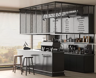 Modern Coffee Shop Coffee Bar Coffee Machine Workbench Milk Tea Shop Operation Desk Cashier 3d model