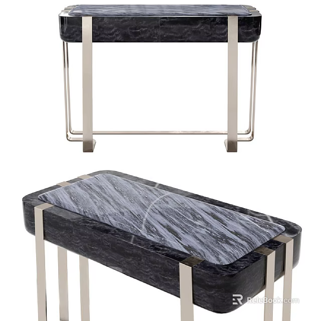 Modern Sofa Coffee Table Set With Black Marble Top And Metal Frame 3d model 