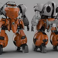 Intelligent Mechanical Robot Model With Orange Gray Armor And Dual Angle