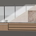 Modern Dining and Living Room with Large Windows Tree View Wooden Open Shelves Abstract Art