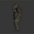 3D Rendered Standing Gorilla with Brown Fur and Chest Markings on Gray Background