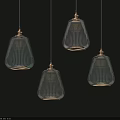 Modern Hanging Pendant Lights With Striped Glass Shades In Green And Yellow Tones