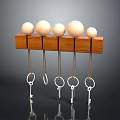 Minimalist Decorative Ornament Set with Wooden Base Spheres Chains and Key Pendants for Home Decor