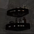 Black Bathroom Corner Shelf Wall Mounted Organizing Toiletries with Shower Accessories