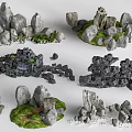 Natural Stones and Wooden Pieces in Various Shapes for Outdoor Garden Decor