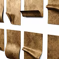 Set of Vintage Brown Textured Paper Wall Decor With Rolled Edges