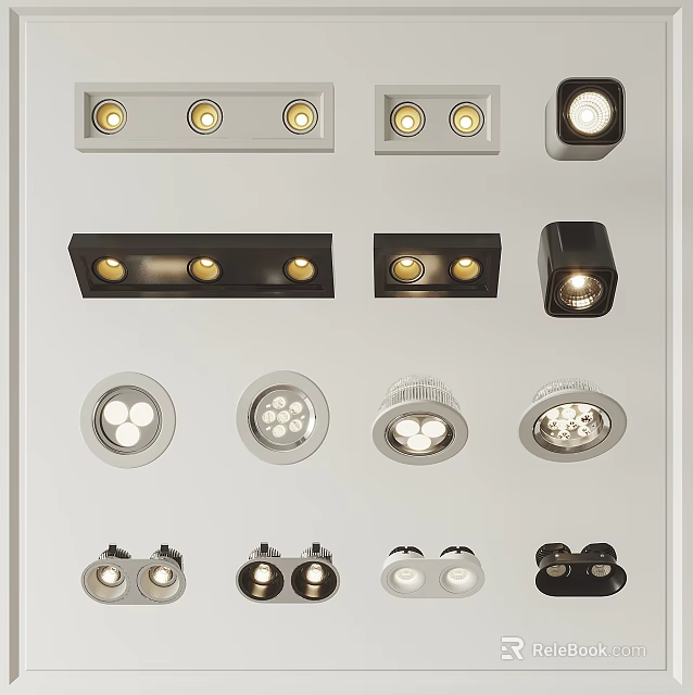 Modern Downlights And Spotlights With Various Styles For Home Ceiling Lighting 3d model