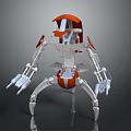 Mechanical Character Biomechanical Design 3D Model With Silver Orange Armor And Multiple Limbs 3d model