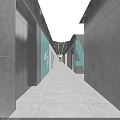 Modern Public Office Space With Open Corridor Glass Walls Gravel Flooring And Small Green Plants