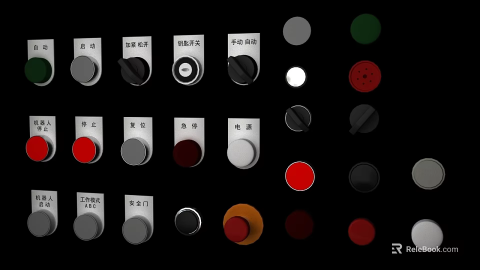 Diverse Colored Switch Panels With Circular Buttons And Modern Designs 3d model 