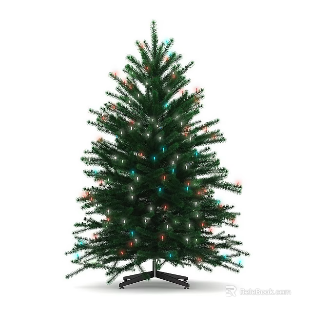 Evergreen Arbor Decorated With Colorful Lights And Small Ornaments For Festive 3d model 