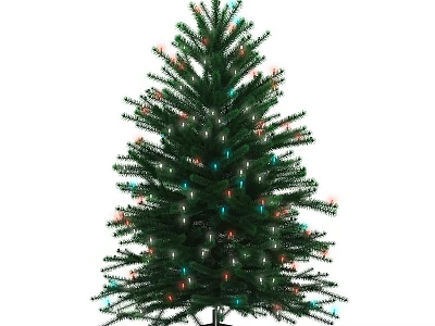 Evergreen Arbor Decorated With Colorful Lights And Small Ornaments For Festive 3d model