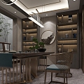 New Chinese Style Leisure Area Tea Room Basement 3d model