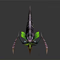Sci Fi Mechanical Creature Design With Purple Green Accents Slender Limbs And Wing Like Structures