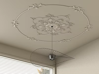 French retro carved French lamp plate 3d model