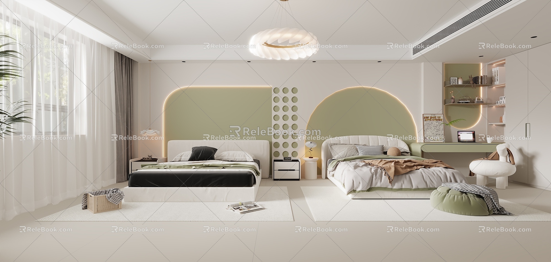 Modern Bedroom Cream Bedroom Xiang Visual Performance 3d model