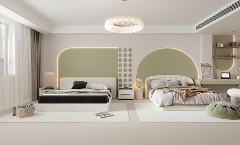 Modern Bedroom Cream Bedroom Xiang Visual Performance 3d model