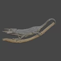 Grayish Blue Chameleon Perched On Light Brown Branch With Neutral Background
