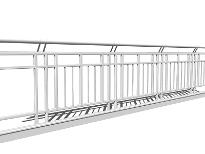 Modern White Metal Railing Fence With Vertical Bars For Outdoor Use 3d model