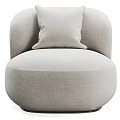 Light Colored Modern Single Sofa with Upholstered Fabric and Rounded Cushion 3d model