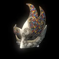 Intricate Decorative Venetian Mask With Colorful Mosaic Tiles And Silver Curved Patterns