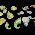Colorful Spiral Shaped Pendants With Unique Patterns And Decorative Designs