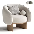 Green Upholstered Single Sofa With Geometric Pillow Round Ball Cushion And Wooden Legs Modern Design