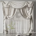 Cream Colored Curtains With Tassel Trim And Ruffled Design For Window Decor