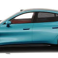 Blue Electric Coupe Style Car With Sleek Design Red Seats Black Wheels And Modern Exterior 3d model
