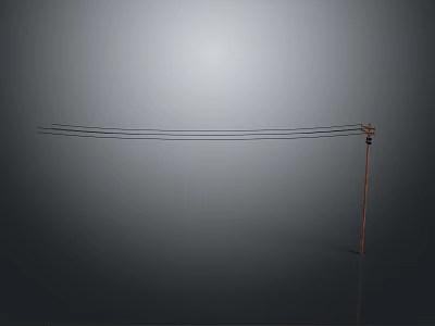 Simple Utility Pole With Extended Power Lines And Gray Reflective Background Design 3d model