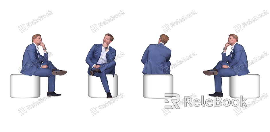 Business Male Office Figure Sitting Men Suit Men model