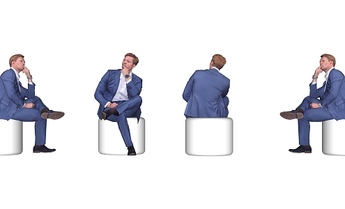 Business Male Office Figure Sitting Men Suit Men 3d model