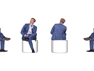 Business Male Office Figure Sitting Men Suit Men 3d model