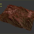 3D Mountainous Terrain Model With Green Vegetation And Topographic Features