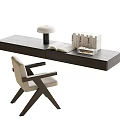 Modern Desk and Chair Desk Single Chair Table Lamp 3d model
