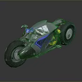 Modern Futuristic Motorcycle With Sleek Silver Body Blue LED Lights And Streamlined Design