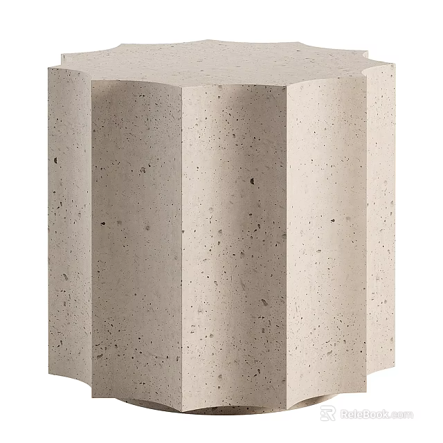 Modern Textured Concrete Side Table With Geometric Base And Smooth Top Surface 3d model 
