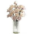 Elegant Silver Vertical Striped Vase Holding Bunch Of Pink Roses