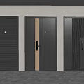 Modern Security Doors With Three Different Designs Wooden Strip And Black Finish
