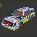 Audi Race Car Model With White Yellow Red Stripes And Sponsor Logos Number 2
