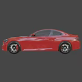 Red Car With Black Roof And Black Wheels Featuring UK License Plate Details